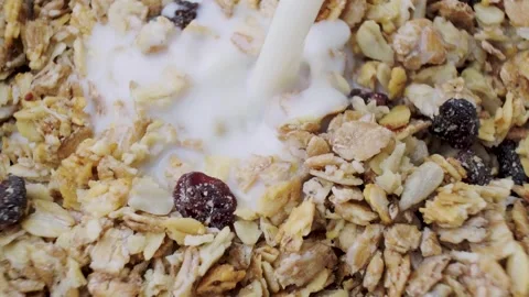 Muesli with raisins Stock Footage 243584176
