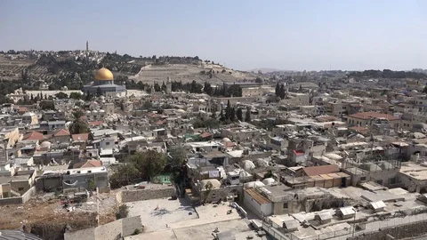 Muezzins call for Friday prayer over historic old Jerusalem, Israel Stock Footage