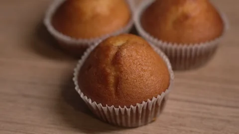Muffin backery on a kitchen table Stock Footage 316540668