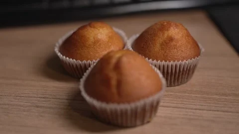 Muffin backery on a kitchen table Stock Footage 316540678