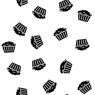 Muffin bakery dessert glyph vector seamless pattern Stock Illustration
