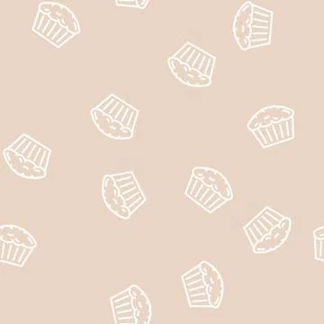 Muffin bakery dessert line vector seamless pattern イラスト素材