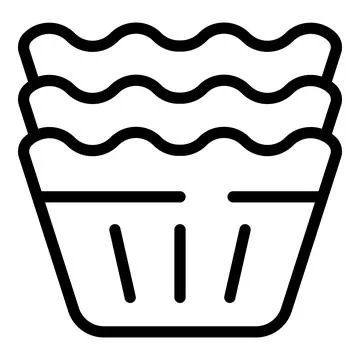 Muffin baking cups icon outline vector. Cookie bakeware forms Stock Illustration