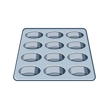 Muffin baking pan empty kitchen utensil object 스톡 일러스트