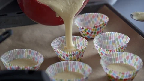 Muffin Batter Pour, Close-up Vídeo Stock 89100695