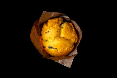 Muffin on a black background close-up. isolate Photos