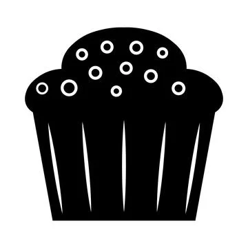Muffin black vector icon on white background Stock Illustration