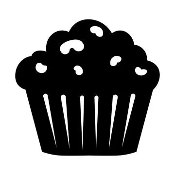 Muffin black vector icon on white background Stock Illustration