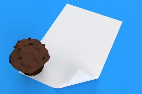 Muffin with blank sheet of paper Stock Illustration