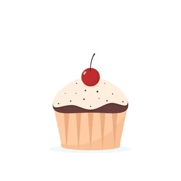 Muffin with cherry Stock Illustration