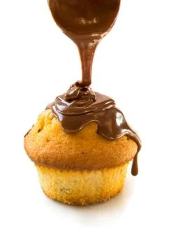 Muffin with chocolate Stock Photos