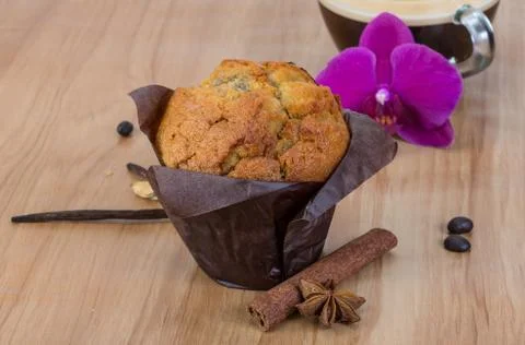 Muffin with coffee Stock Photos