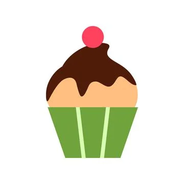 Muffin flat icon isolated on white background. Stock Illustration