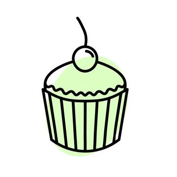 Muffin flat icon. Pictogram for web. Line stroke. Isolated on white backgroun Stock Illustration