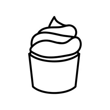 Muffin flat icon. Pictogram for web. Line stroke. Dessert cake isolated on wh Stock Illustration