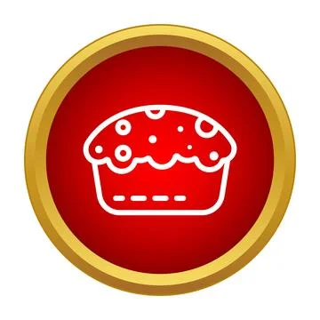 Muffin icon on red serving dessert button Stock Illustration