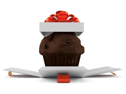 Muffin inside gift Stock Illustration