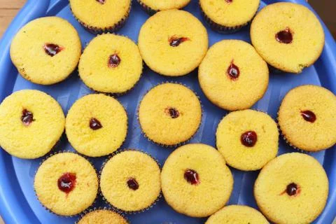 Muffin with jam Stock Photos