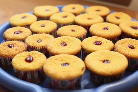 Muffin with jam Stock Photos
