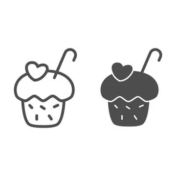 Muffin line and solid icon, bakery concept, sweet cake sign on white background Stockillustratie