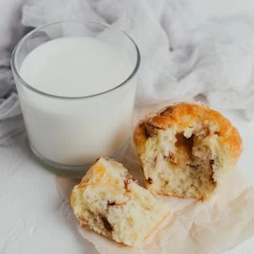 Muffin with milk Stock Photos