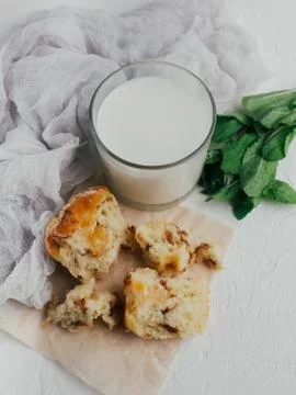 Muffin with milk Stock Photos