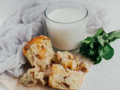 Muffin with milk Stock Photos