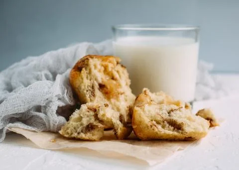 Muffin with milk Stock Photos