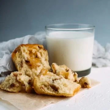 Muffin with milk Stock Photos