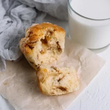 Muffin with milk Stock Photos
