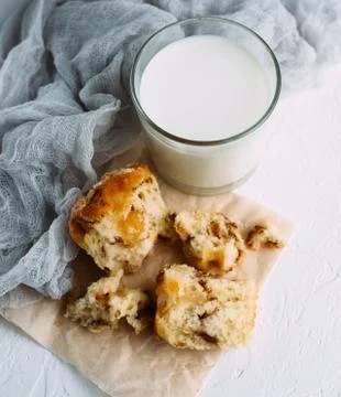Muffin with milk Stock Photos