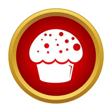 Muffin or cupcake icon in red gold circle Stock Illustration