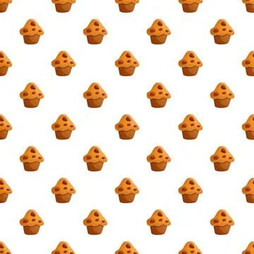 Muffin pattern with chocolate chips repeating background Stockillustratie