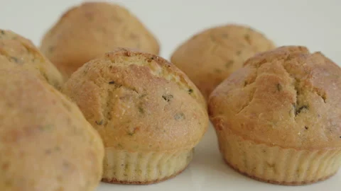 Muffin shaped cornbread meal 4K video Stock Footage 185160253