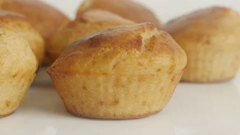 Muffin shaped cornbread slow tilt Stock Footage 88383787