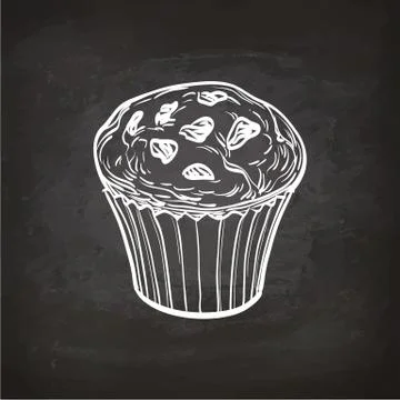 Muffin sketch on chalkboard. Stock-Illustration