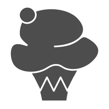 Muffin solid icon, bakery concept, creamy cupcake sign on white background, Cake Stock Illustration