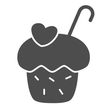 Muffin solid icon, bakery concept, sweet cake sign on white background, cupcake Illustrazione stock