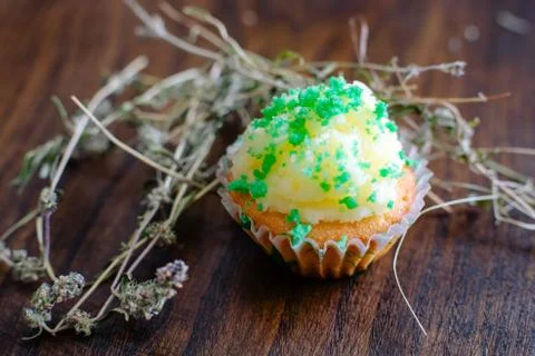 Muffin with thyme Stock Photos