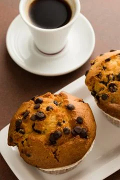 Muffins and coffe Stock Photos