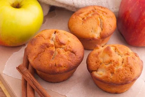 Muffins with apple and cinnamon Stock Photos