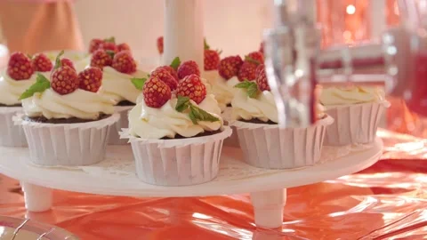 Muffins On Birthday Stock Footage 139638652