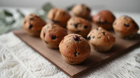 Muffins with blueberries Stock Footage 170549069