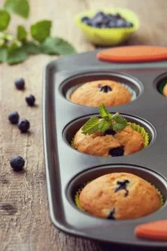 Muffins with blueberries Stock Photos