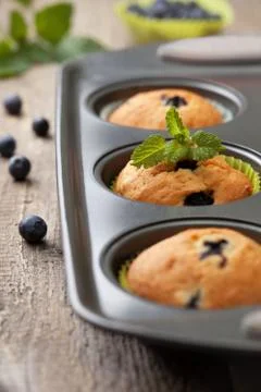 Muffins with blueberries Stock Photos