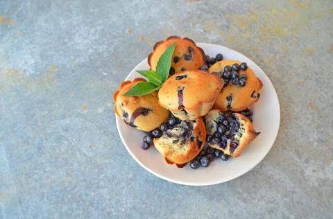 Muffins with blueberries 스톡 사진