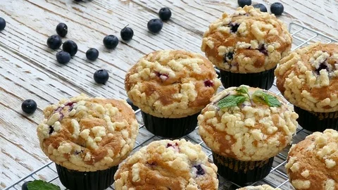 Muffins with Blueberry Stock Footage 83353898