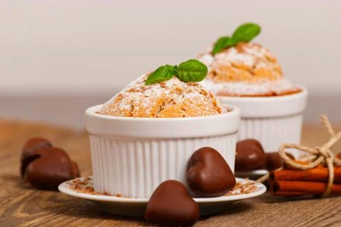 Muffins with chocolate Stock Photos