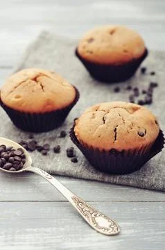 Muffins with chocolate Stock Photos