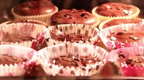 Muffins cooking in the oven Stock Footage 22244483